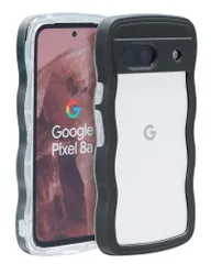 新品 Google Pixel 8A ケース ウェーブ ピクセル 8a うねうね 人気 韓国 耐衝撃 超軽量 薄型 おしゃれ pixel8a なみなみ パステル 可愛い 透明 オタ活 推し活 (ブラック pixel8a)