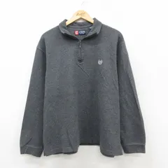 XL/古着 チャップス 長袖 ハーフジップ セーター メンズ ワンポイントロゴ 大きいサイズ コットン グレー 霜降り 25oct17 中古 ニット トッ