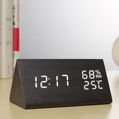 ☆ ブラック ☆ Aタイプ ☆ デジタル時計 lycloc3 デジタル時計 おしゃれ 置き時計 目覚まし時計 置時計 めざまし時計 アラーム 複数 設定 時計 デジタル 温度 湿度 カレンダー シンプル 木目調 寝室 ベッドルーム リビング ベッドサイド