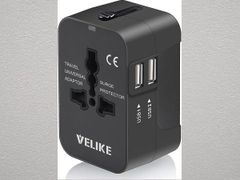 VELIKE 海外 変換プラグ コンセント ブラック 新品 海外用 マルチ変換 2USBポート A/O/BF/Cタイプ マルチアダプター 経済産業省承認済