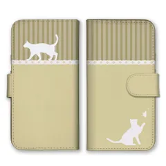 Galaxy S10+ plus SC-04L SCV42 ケース 手帳型 ギャラクシーS10プラス スマホケース 携帯ケース 猫 ねこ ネコ ストライプ かわいい おしゃれ カラー08のサムネイル