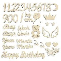 【在庫セール】プレゼント 成長記録 出産祝い 記念写真 撮影道具 誕生日 記念日フォト マンスリーカード 月齢カード ウッドレター ニューボーンフォト 月齢フォトグッズ 40枚セット レターバナー 木製 SPKURICP