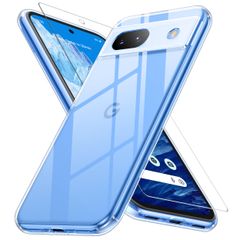 【迅速発送】Google Pixel 8a ケース クリア 黄変防止 グーグルピクセル8a用 耐衝撃 ガラスフイルム保護付き 指紋防止 落下防止 耐久性 ストラップホール付 薄型 軽量 ソフトカバー ワイヤレス充電対応 googleピクセル8a 用 XIWXI