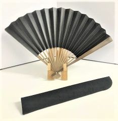 【新品】男性用　黒色　京都の柿渋扇子（かきしぶせんす）＋扇子袋セット