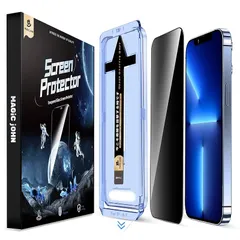 【覗き見防止】MAGIC JOHN いphone14plus/13 pro max 用 ガラスフィルム 2枚セット ガイド枠付き 貼りやすい iPhone13promax/ iPhone14plus 用 フィルム 飛散防止 保護フィルム スクラッチ防止 0
