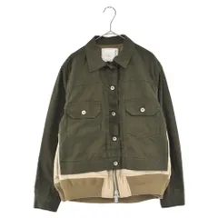 Sacai (サカイ) 22SS Denim x Nylon Twill Mix Blouson ナイロン デニムジャケット 再構築 素材切り替え レディース カーキ/ベージュ 22-05964のサムネイル