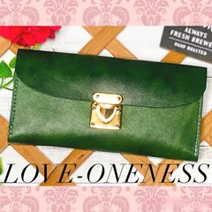 ❤️【おしゃれに開運♪】高級感×シンプルデザインの大人オシャレな総本革長財布♪ダークグリーン 緑 レザー 一粒万倍日 天赦日 天恩日♪