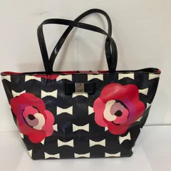 kate spade ケイトスペード　PVC 花柄　トートバッグ　黒