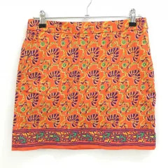 【超美品】ポロゴルフラルフローレン スカート オレンジ×パープル 総柄 内側インナーパンツ レディース 4(XL) ゴルフウェア Ralph Lauren