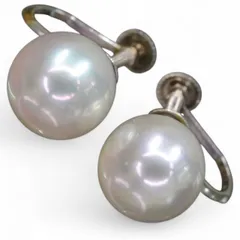 プラチナ pt900 大粒 8.3mm 天然あこやパール 本真珠 シンプル デザイン イヤリング 両耳 総重量約3.01g ジュエリー 宝石 貴金属【商品管理番号】MA51305210