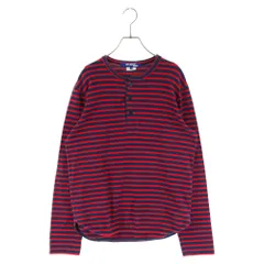 JUNYA WATANABE COMME des GARCONS (ジュンヤワタナベ コムデギャルソン) 11SS ボタン付き 長袖カットソーＴシャツ ボーダー ヘンリーネック WG-T002 レッド/ブラックのサムネイル