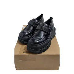 【未使用級】ZARA プラットフォームローファー ベルクロ 厚底 24.5 39 プラットフォームローファー ブラック ZARA - メルカリ
