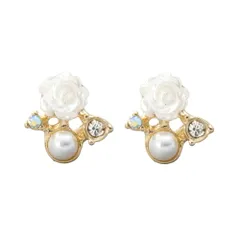 【ゴールド×ピアス】[Cream dot. クリームドット公式] ピアス レディース 低アレルギー 薔薇 ビジュー フラワー パール デコラティブ スタッド お呼ばれ パーティー 大人