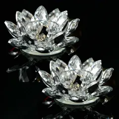 仏前 輪灯 神具 インテリア 蓮の花 誕生日 ホルダー 金運 ランプ ろうそく 癒し キャンドル け 花 蝋燭立て 勝負 燭台 恋愛 置物 ガラス 幸運 ローソク立て 飾り クリスタル ロータス (クリア 蓮 2個) クリスタルガラス
