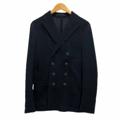 ザジジ THE GIGI テーラードジャケット ダブルジャケット サマージャケット 上着 センターベント コットン 綿 薄手 無地 紺 ネイビーのサムネイル