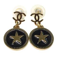 【名古屋】シャネル ピアス ココマーク コメット 01P ゴールド金具 ブラックエナメル レディースアクセサリー 女