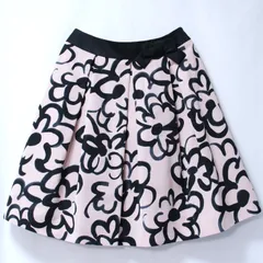 エムズグレイシー　可愛いリボン使い フラワー タック スカート　花柄　ピンク　40　/240117079