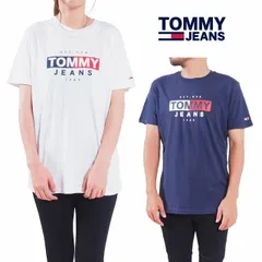 トミージーンズ Tシャツ 半袖 TOMMY JEANS ロゴ クルーネック Tシャツ メンズ  ホワイト ネイビー 白 紺 男性 レディース 女性 トップス シャツ TOMMY ENTRY FLAG TEE