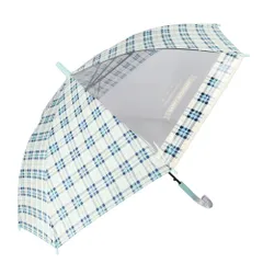 ☆ チェックSKY ☆ ジュニア耐風傘 透明窓付き 55cm 傘 キッズ 子供用 55cm 耐風 耐風傘  丈夫 女の子 透明窓付き 窓付き 透明窓 雨傘 傘 雨具 レイングッズ 子供 小学生 中学生 高学年 子供用 女子 子供 子ども こども キッズ 雨具