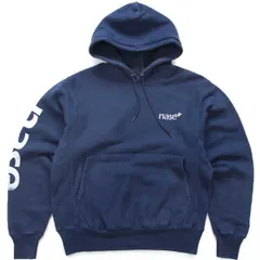 00s Championチャンピオン nase ロゴ刺繍 袖プリント リバースウィーブ スウェットパーカー 紺★フーディー オールド