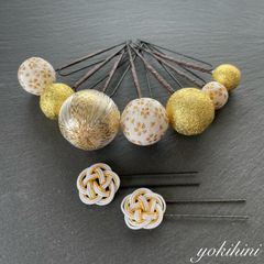 和玉　髪飾り　卒業式　結婚式　ひな祭り　節句　和装　着物　袴　和小物　ゴールド