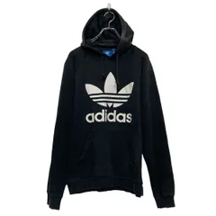 adidas プリント スウェット パーカー アディダス M ブラック プルオーバー 古着卸 アメリカ仕入 a608-6757