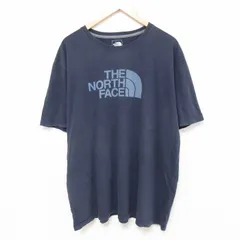 XL/古着 ノースフェイス 半袖 ブランド Tシャツ メンズ ビッグロゴ 大きいサイズ コットン クルーネック 紺 ネイビー 25jun18 中古