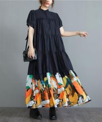ワンピース 即購入OK レディース 半袖 ロングワンピース シャツワンピース サマードレス ゆったり マキシ丈 ミモレ丈 切り替え 着痩せ カジュアル おしゃれ 夏 zhangban266