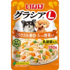 （まとめ買い）いなばペットフード グラシアL とりささみ 軟骨・5つの野菜入り 280g 犬用フード 【×12セット】