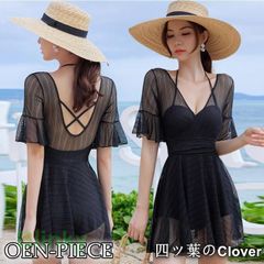 [미품·미사용 신품]원피스 수영복 레이디스 수영복 엄마 컵 첨부 체형 커버 수영복 어른 노출 앞두고 V 넥 착취 플레어 수영 선탠 방지 풀