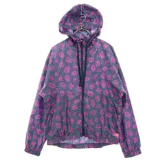 未使用 NEW BALANCE ニューバランス 総柄 長袖 ウインドブレーカー M ネイビー フーディー レディース 古着