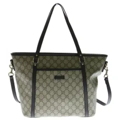 GUCCI (グッチ) GGスプリーム 2WAYバッグ トートバッグ ハンドバッグ ショルダーバッグ ゴールド金具 レザー×PVC ベージュ×ブラウン 388929