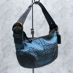 COACH コーチ ミニシグネチャー ハンドバッグ ショルダーバッグ 青 ブルー
