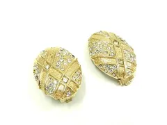 HANAE MORI ハナエモリ ラインストーン クリップ式 イヤリング アクセサリー レディース ゴールド系 DF8966