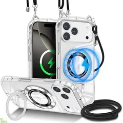 iPhone 17 Pro Max クリア ケース TPU リング付き 可愛らしくシンプル 猫耳にストラップ穴付き Magsafe 対応 ワイヤレス充電対応 iPhone17 pro max ケース 薄型 軽量 ストラップ 長さ調節可能 車載対応 120°