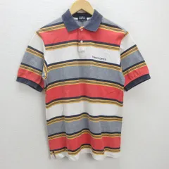 G■パーリーゲイツ/PEARLYGATES 半袖ポロシャツ マルチボーダー/鹿の子地【2】紺オレンジ/men's/73【中古】■