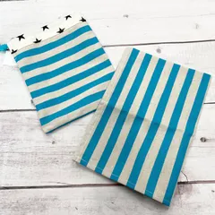 ランチョンマットと袋セット　青ボーダー