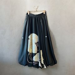 ロングスカート レディース  リメイク 着物 黒留袖 黒 ブラック kimono balloon skirt バルーンスカート 久喜倉庫店