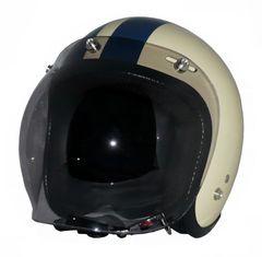 新品！ ZK-300 スモールジェット 内装着脱式で外して洗える【アイボリー/ネイビー】+スモークバブル（劣化防止UVカット＆ハードコート加工済） SG公認 PSC認可 全排気量対応 盗難防止金属ホルダー フリーサイズ(57～60㎝)