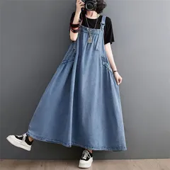ジャンパースカート レディース デニム 春夏 ワンピース サロペットスカート キャミワンピース 重ね着 ゆったり ワンピ ロングワンピース