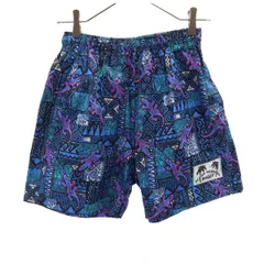 ALOHA HAWAIIAN BAGGY アロハ ハワイアン バギー 90s ハワイ製 オールド ショートパンツ M ブルー レディース 古着
