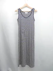 ◇ ⊂ NATURAL BEAUTY BASIC ボーダー ノースリーブ 膝下丈 ワンピース サイズM ホワイト ネイビー レディース E  【1506110007186】