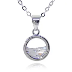 残り1点★水面風デザイン キュービック ジルコニア CZダイヤモンドネックレス シルバー925 プラチナ仕上 レディースペンダント アクセサリー ジュエリー