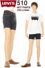 LEVI'S 510 CUSTOM HOT PANTS 05510-0732 LA_WASH リーバイス デニム ホットパンツ ハーフパンツ カスタムモデル 510 スキニー ショートパンツ ３分丈 LOS ANGELES WASH ロサンゼルス ウォッシュ