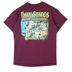 ハーレーダビッドソンHARLEYDAVIDSON半袖TシャツバイクTモーターサイクルBIKE両面プリントLebanonえんじバーガンディ紫ワインレッドvintageヴィンテージ40301