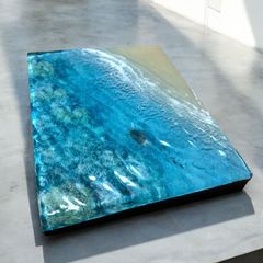 <厚盛り傾斜ミニボード>  超立体  沖縄の海 レジンアートボード　美ら海　オーシャンアート　N015