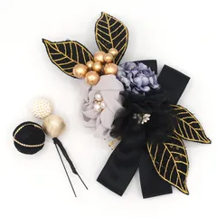 髪飾り ２点セット 京都 西陣 和小物 京あそび MIYAKO ASOBI 黒 リボン 成人式 花 和風 浴衣 着物 振袖 袴 七五三 子供 結婚式お呼ばれ 卒業式 入学式 コーム 髪留め 日本製 送料無料 W 98 CM-T7-3056 w747　Si
