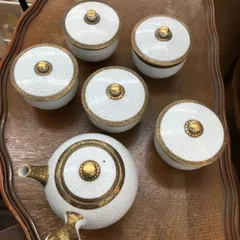 1747 九谷焼 金七宝 湯呑蓋付 5客 金彩 未使用 - メルカリ