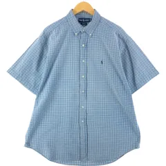 古着 ラルフローレン Ralph Lauren BLAKE 半袖 ボタンダウン チェックシャツ メンズXL相当/eaa536073
