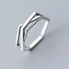 リング 六角形 ヘキサゴン クロスライン 指輪 レディース アクセサリー